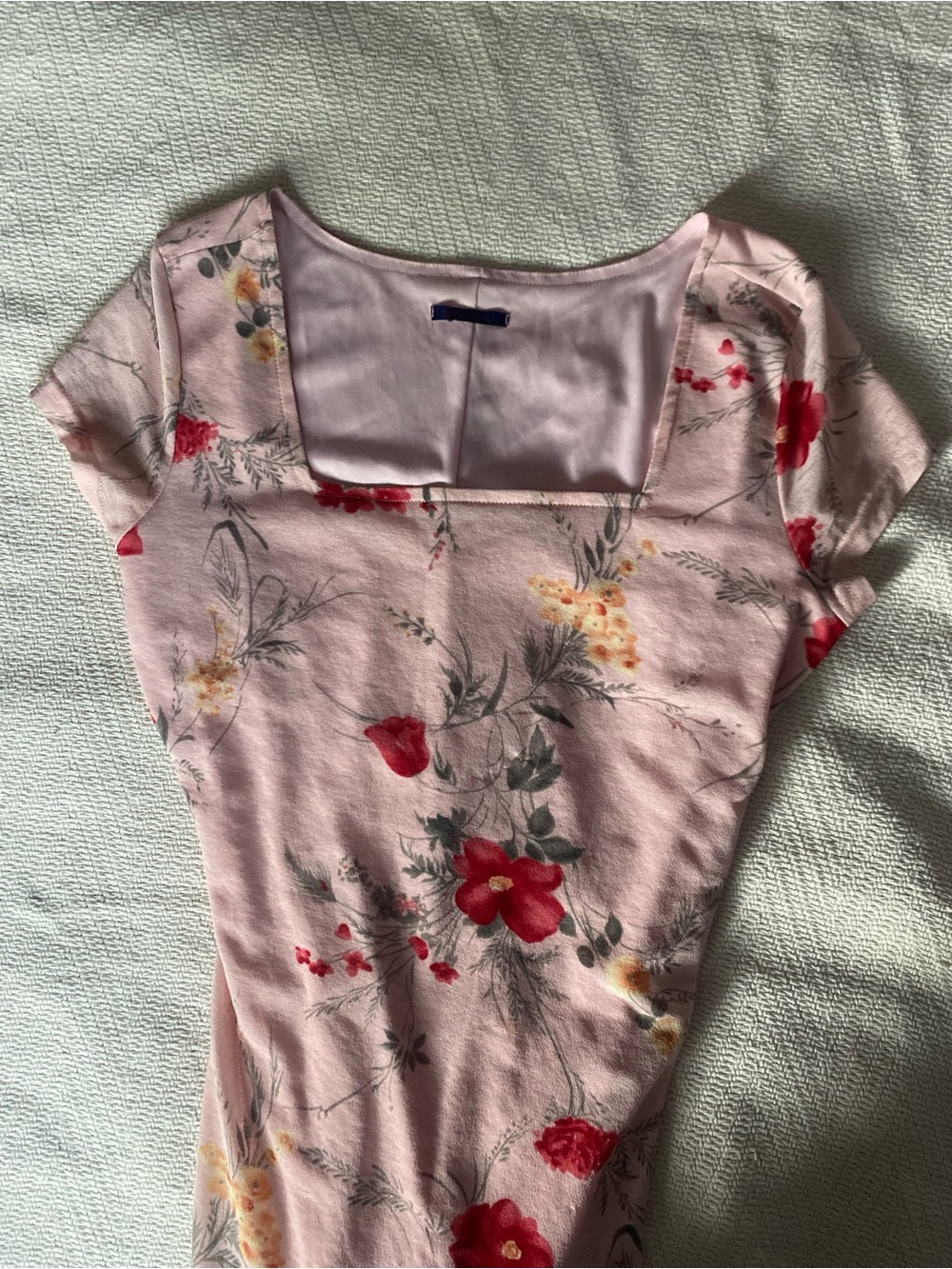90s VTG Pink Floral Square-Neck Cap Sleeve Maxi Dress by French Kiss